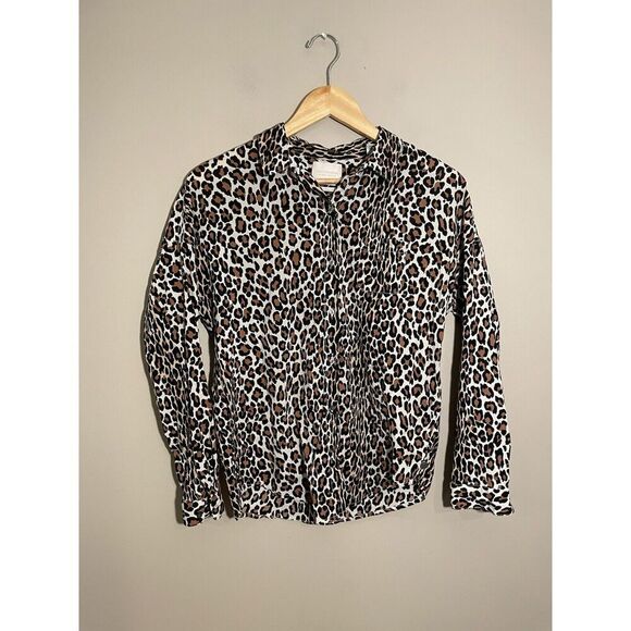 Maison Scotch & Soda Blouse Animal Print Women's Long Sleeve Top Button Sz Small - Picture 3 of 8